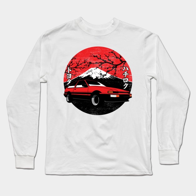 Mt Fuji Toyota Corolla AE86 Long Sleeve T-Shirt by thesupragoddess